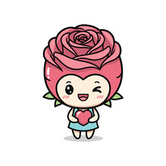Obraz premium Rose Character Heart Commercial Vector