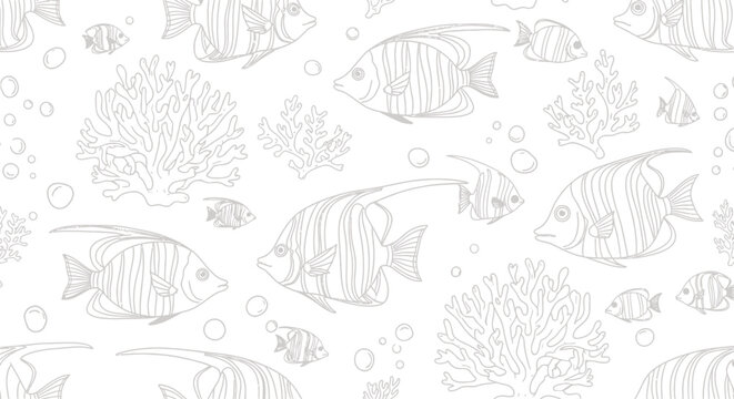 School of Tropical Fish Swimming Together.