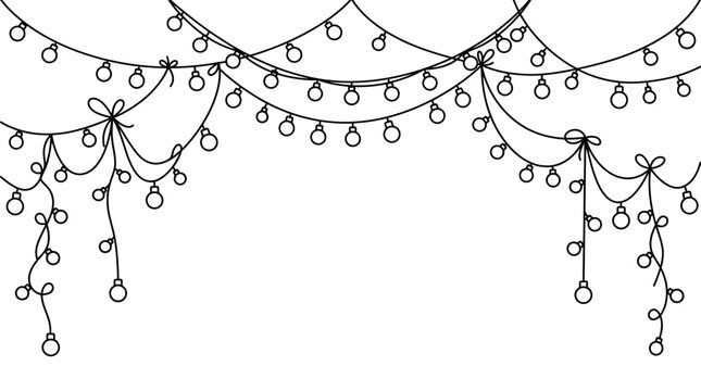 String Lights Garland Outline on White