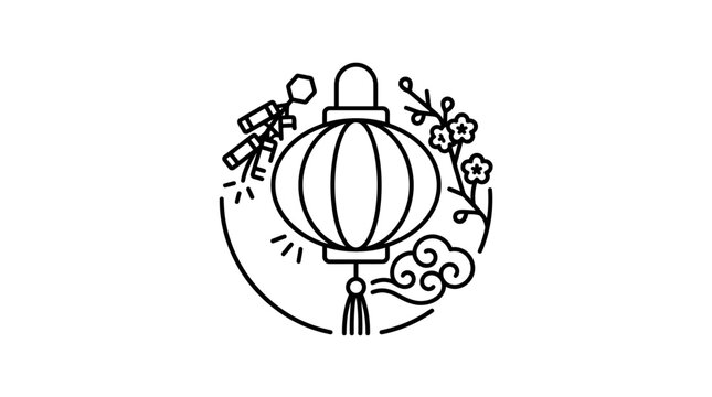 Minimalist Chinese New Year Line Art