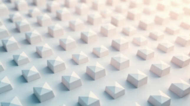 Abstract Pattern of Soft White Pyramidal Cubes in a Regular Grid Arrangement