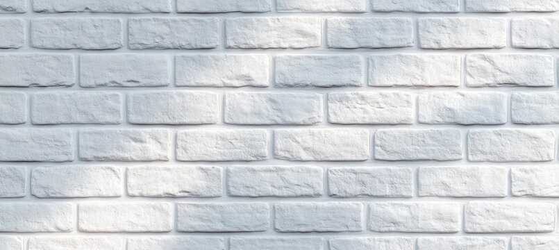 clean white painted brick wall with rectangular mortar lines and soft sunlight shadows, minimalist calm texture and modern architectural feel