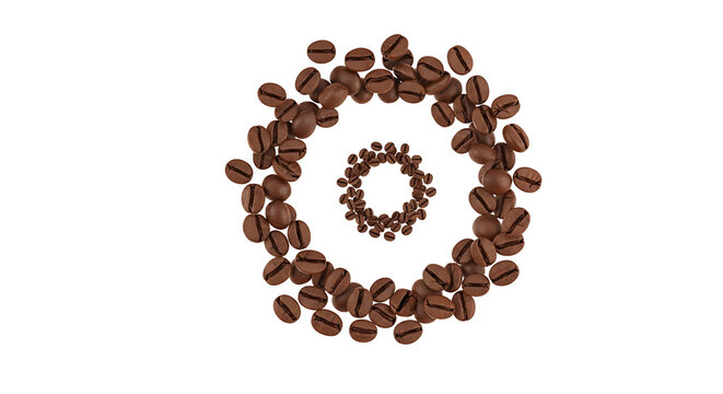 Concentric circles of coffee beans element with as cut out PNG