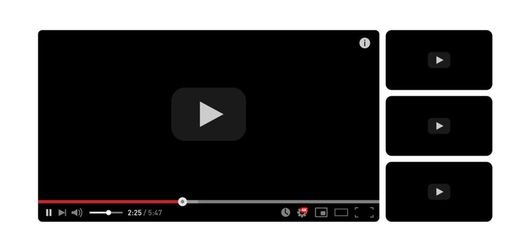 Online video player concept template for web and mobile apps flat style isolated on transparent background. Vector PNG