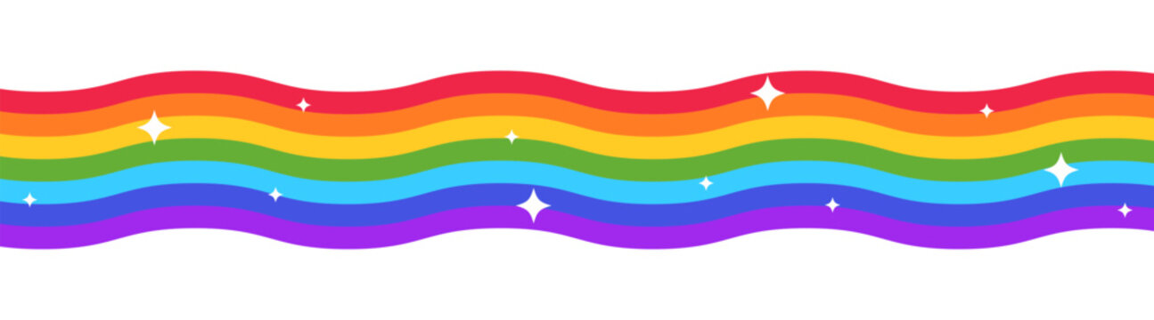 Rainbow wave card template border divider colorful illustration vector