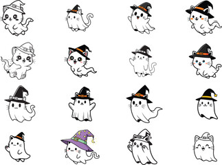 Fototapeta premium Ghost Cats Halloween