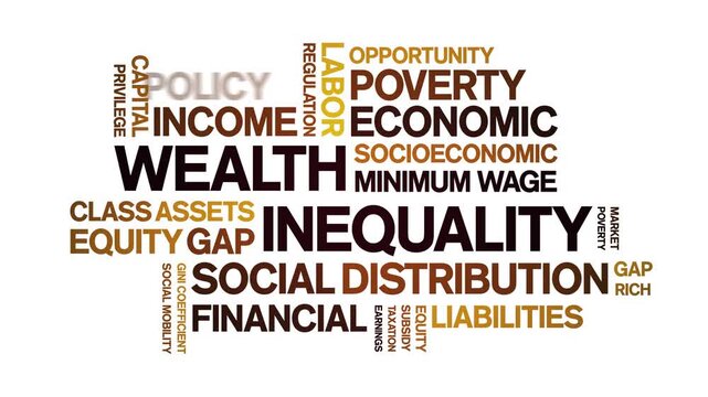 Wealth inequality animated word cloud-text design animation tag kinetic typography seamless loop.