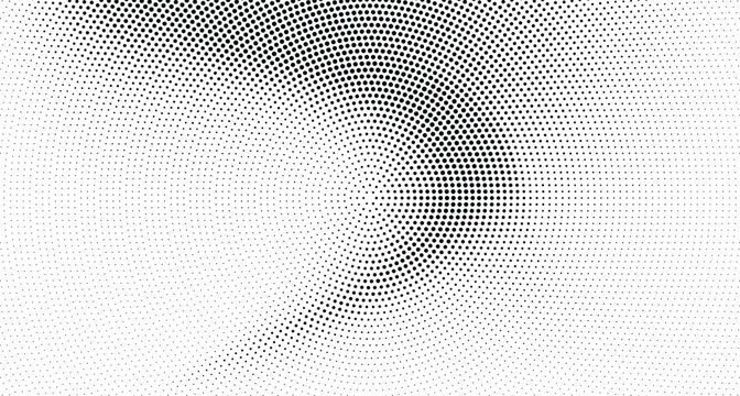 Abstract halftone pattern background with radial dots, monochrome graphic design element for posters, flyers, and digital art