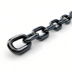 Fototapeta premium Glossy black metallic chain links connected on a clean plain surface