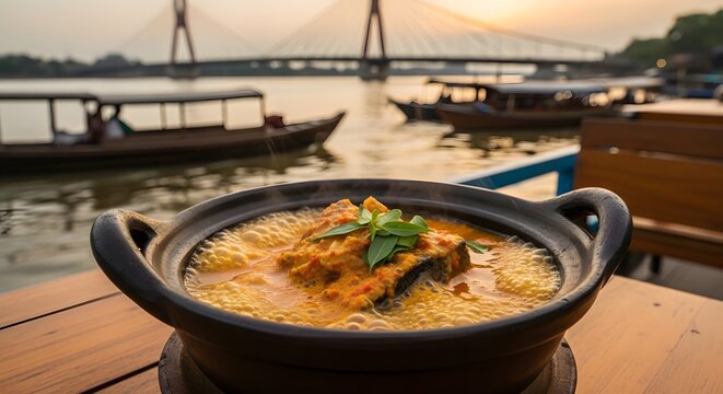 Boiling Fish Stew Pindang Palembang at Sunset Riverside