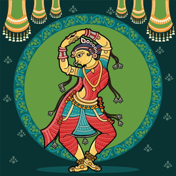 Indian Folk art Pattachitra dancer in a Elegant Pose