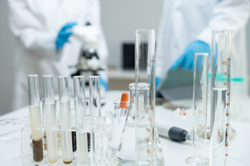 Fototapeta premium Geology, geological resource scientist, earth science, natural resource sustainability, soil minerals, laboratory testing, laboratory experiments, testing for chemical residues, Environmental science