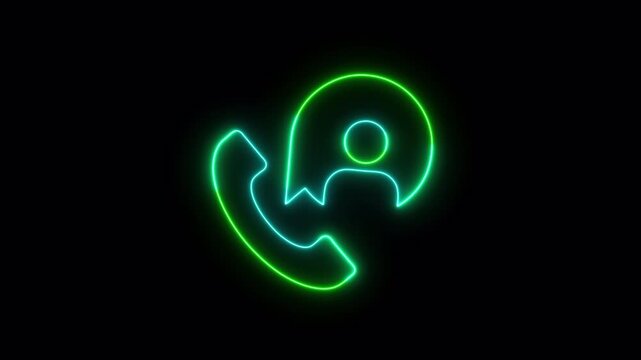 Neon Green Customer Support Icon Animation on Black Background