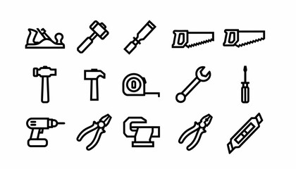 Fototapeta premium Collection of Hand Tool Icons - Construction and DIY