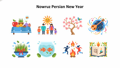 Obraz premium Nowruz Persian New Year Celebration - Traditional Symbols & Family