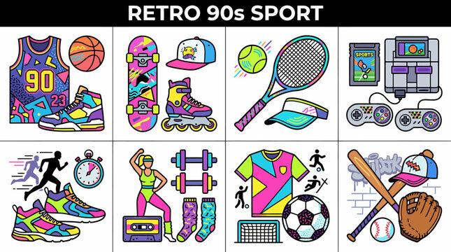 Retro 90s Sport Pixel Art Collection