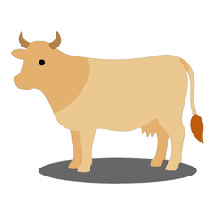 Fototapeta premium Cow Standing Flat Icon with Visible Udder