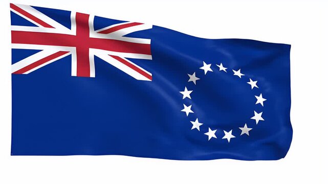 A blue flag with stars in a circle and a Union Jack in the corner