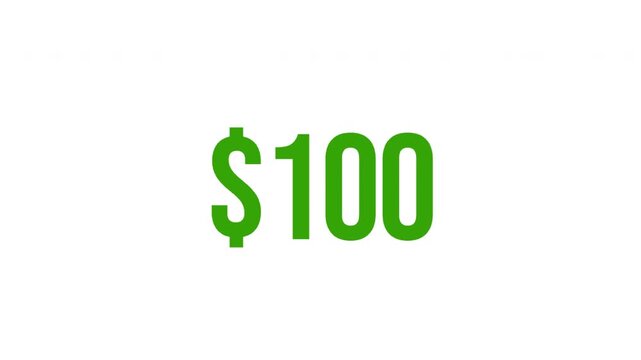 Green One Hundred Dollar Currency Sign Graphic Representing Money, Value, and Financial Success