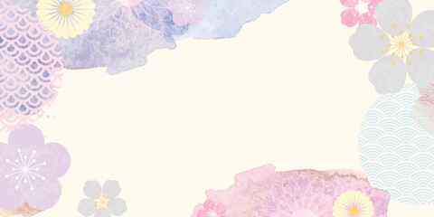 Naklejka premium Spring Japanese Cherry blossom flower background vector. Sakura floral Wallpaper design of elegant gold line cherry blossom flower, branch. Illustration for banner, wall decoration, backdrop, ads.