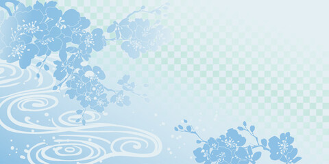 Naklejka premium Spring Japanese Cherry blossom flower background vector. Sakura floral Wallpaper design of elegant gold line cherry blossom flower, branch. Illustration for banner, wall decoration, backdrop, ads.