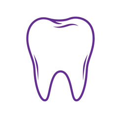 Obraz premium Purple outline of a molar tooth on white background