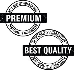 Fototapeta premium Set of Premium Best Quality Guaranteed Grunge Rubber Stamp Vector Designs for Product Branding Labels