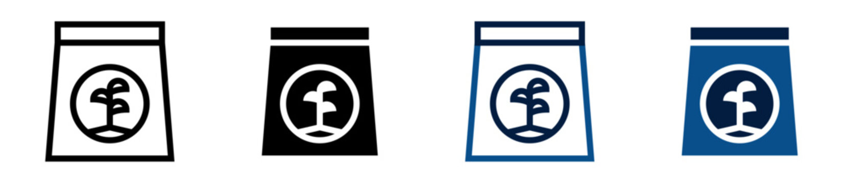 Iconos de bolsa ecol&oacute;gica. Bolsa con planta. Consumo responsable y sostenibilidad ambiental. Ilustraci&oacute;n vectorial