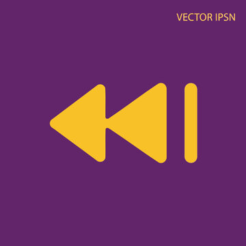 Yellow rewind and pause icons on a purple background