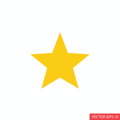 Obraz premium A simple yellow five-pointed star icon isolated on a white background