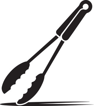 Kitchen tongs silhouette icon for cooking and food serving design