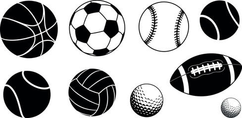 Obraz premium Collection of various sports balls used in popular team sports