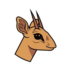 Naklejka premium Cartoon illustration of gazelle head profile.