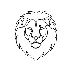 Obraz premium Lion Head Drawing Black Lines.