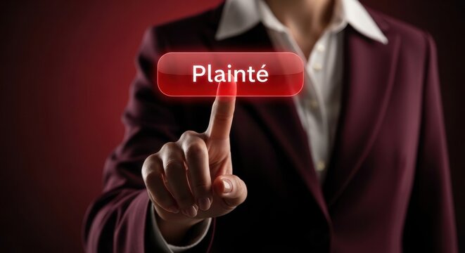 Hand Pressing Red Plaint&eacute; Button Concept