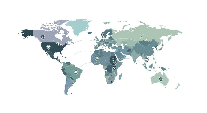 A colorful, shaded world map highlighting various countries on a clean white background for International Day of Mathematics