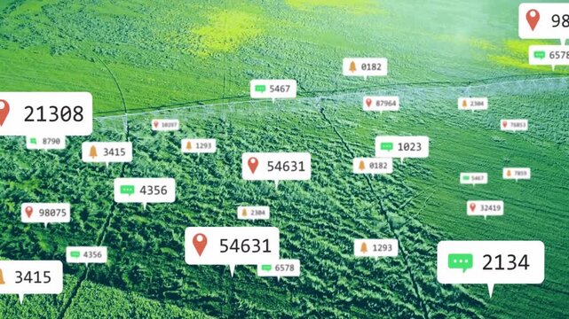 Label 10297 appearing and initiating labels spreading over terrain, mapping overlay showing counts
