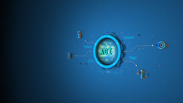 AGI Core Network Connecting Secure AI Governance System Vector Illustration Design