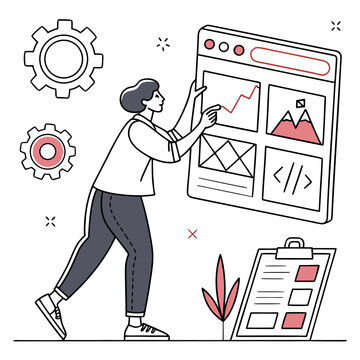 A person interacting with a large web browser window