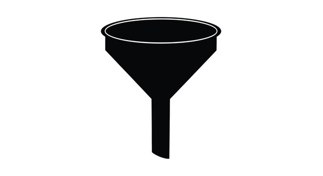 Simple black funnel illustration on a white background silhouette