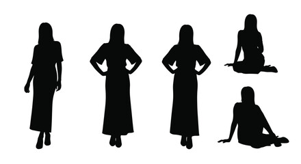 Five women in various poses depicted as a striking black silhouette © SAKINA