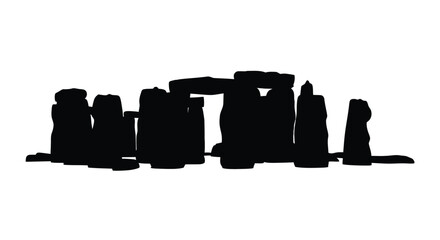 Ancient stone circle formation against a white background a striking silhouette © SAKINA