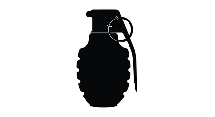 Fototapeta premium Detailed black silhouette of a hand grenade weapon design silhouette