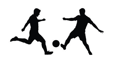 Two soccer players in action a dynamic black shape silhouette © SAKINA