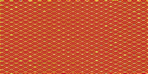 Intricate red and gold pattern resembling fish scales or waves © Prince