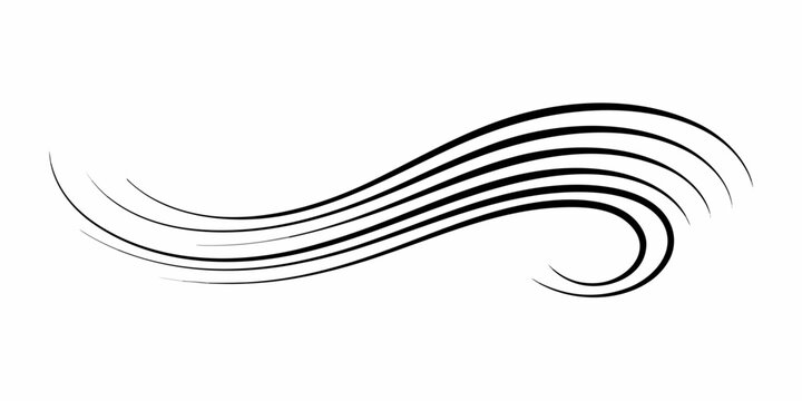 Abstract black lines forming a curved swoosh like design on white