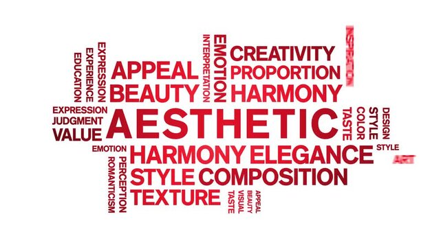 Aesthetic animated word cloud-text design animation tag kinetic typography seamless loop.