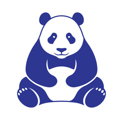 Naklejka premium Blue panda bear sitting with a smile on its face looking cute and friendly