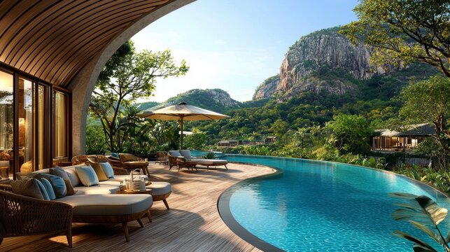 Luxury Tropical Resort with Infinity Pool and Mountain Views