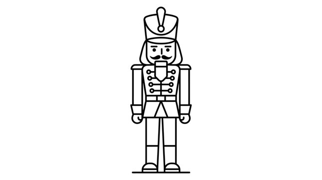 Black and White Outline of a Nutcracker Soldier